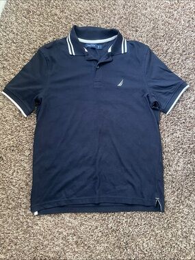 Nautica Men’s Navy Polo with White Contrast Trim